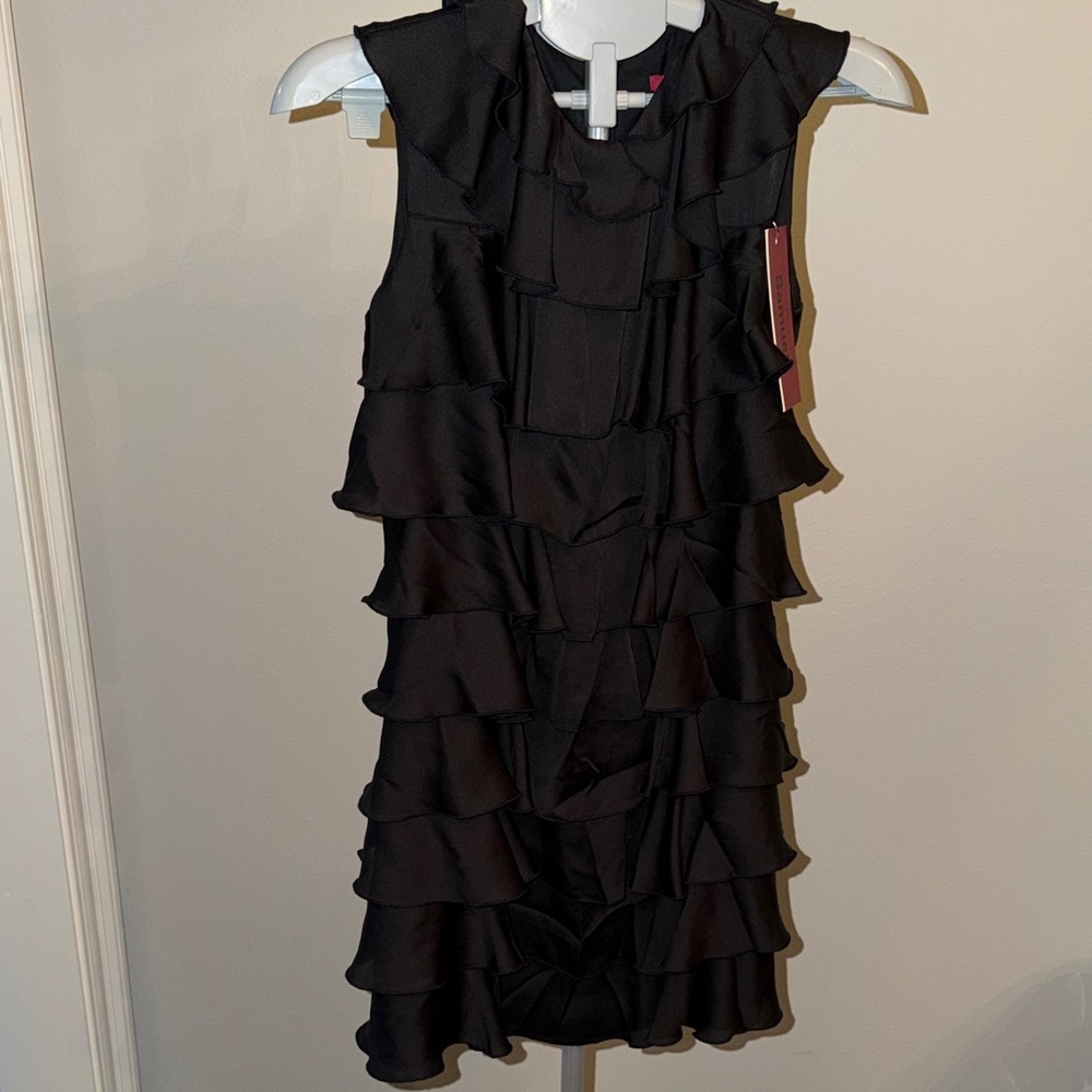 Elegant Black Ruffled Mini Dress